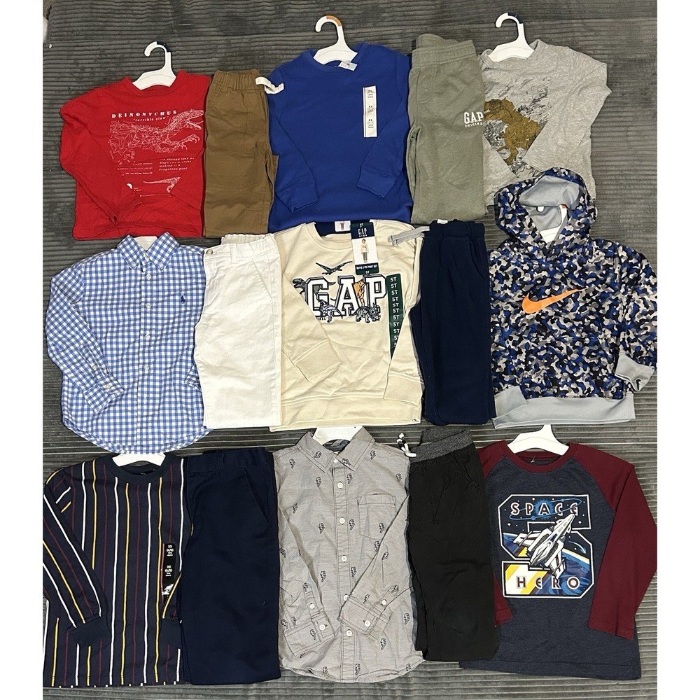 Huge Lot Boys Size 4 5 Clothes NEW &EC 4T 5T WINTER Polo Ralph Lauren Pants Gap